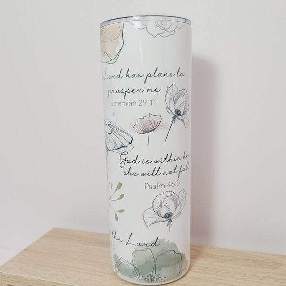 20 oz Floral Faith Tumbler – Sublimated by Scott Heil of The Crowing Hen - Picture 3 of 7